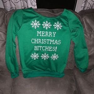 Merry Christmas Bitches Cross Stitch Sweater